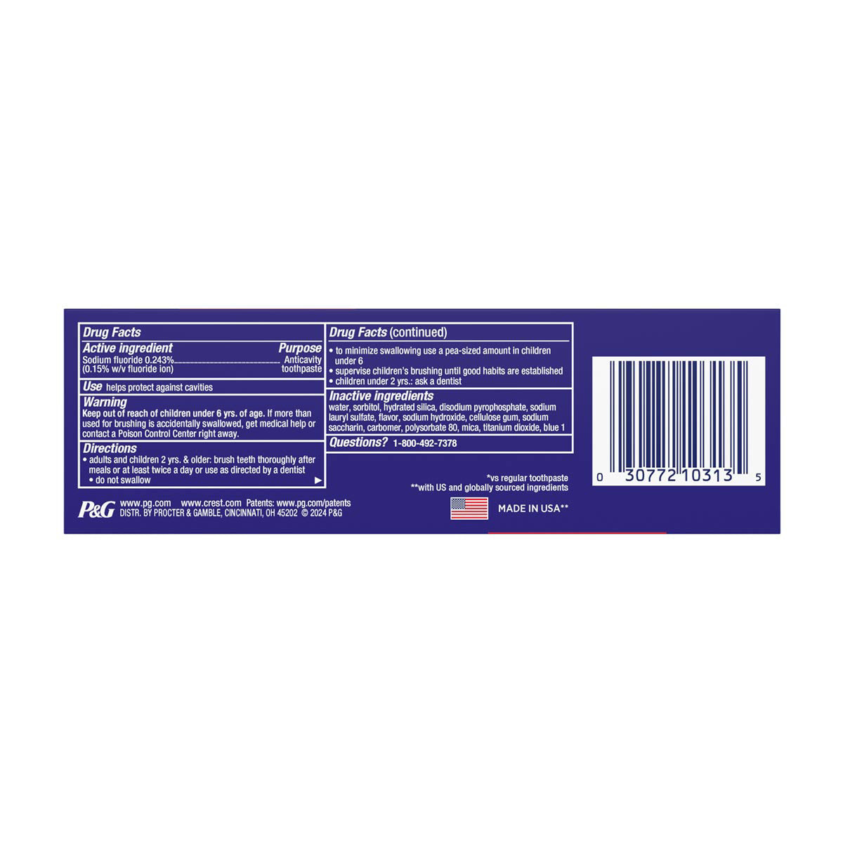 Crest 3D White Stain Eraser Teeth Whitening Toothpaste, Polishing Mint, 2.7 oz
