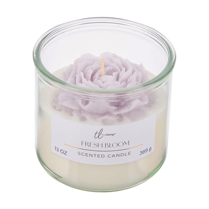 TrueLiving Scented Candle with Floral Wax Design, 13 oz, Assorted