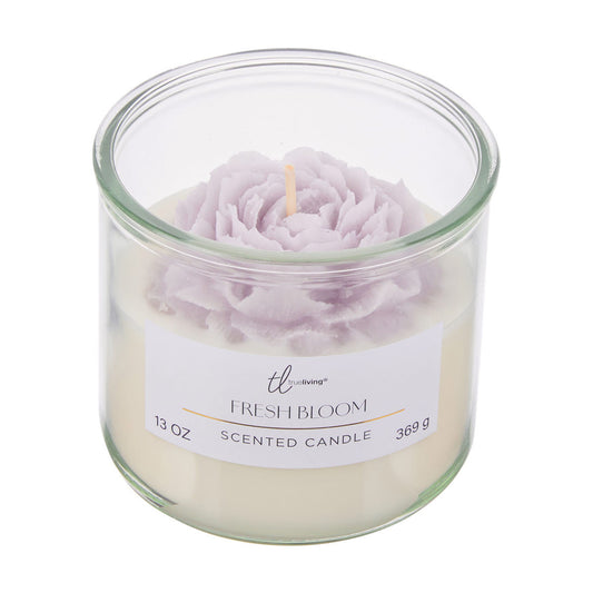 TrueLiving Scented Candle with Floral Wax Design, 13 oz, Assorted