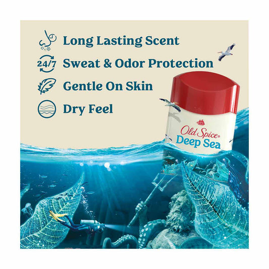 Old Spice Men's Antiperspirant & Deodorant Deep Sea with Ocean Elements, 24/7 Sweat and Odor Protection, 2.6 oz
