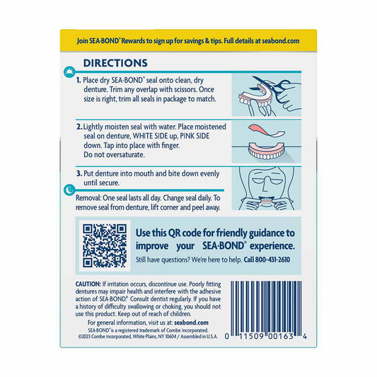 Sea Bond Denture Adhesive Seals, Lowers - 15 ct