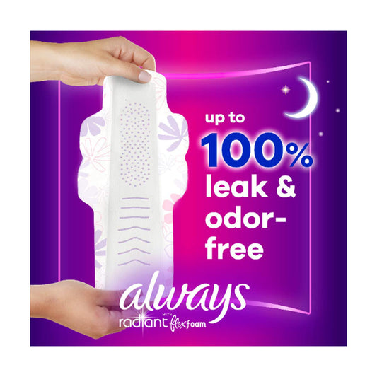 Always Radiant with Flexfoam Pads, Overnight, 20 ct